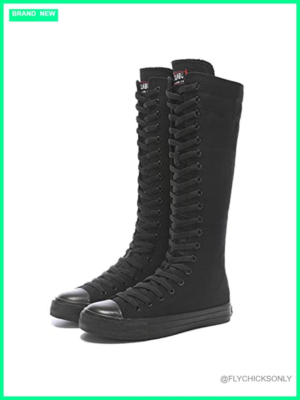 Lace Up Knee High Canvas Zip Boots Fancy School Shoes
